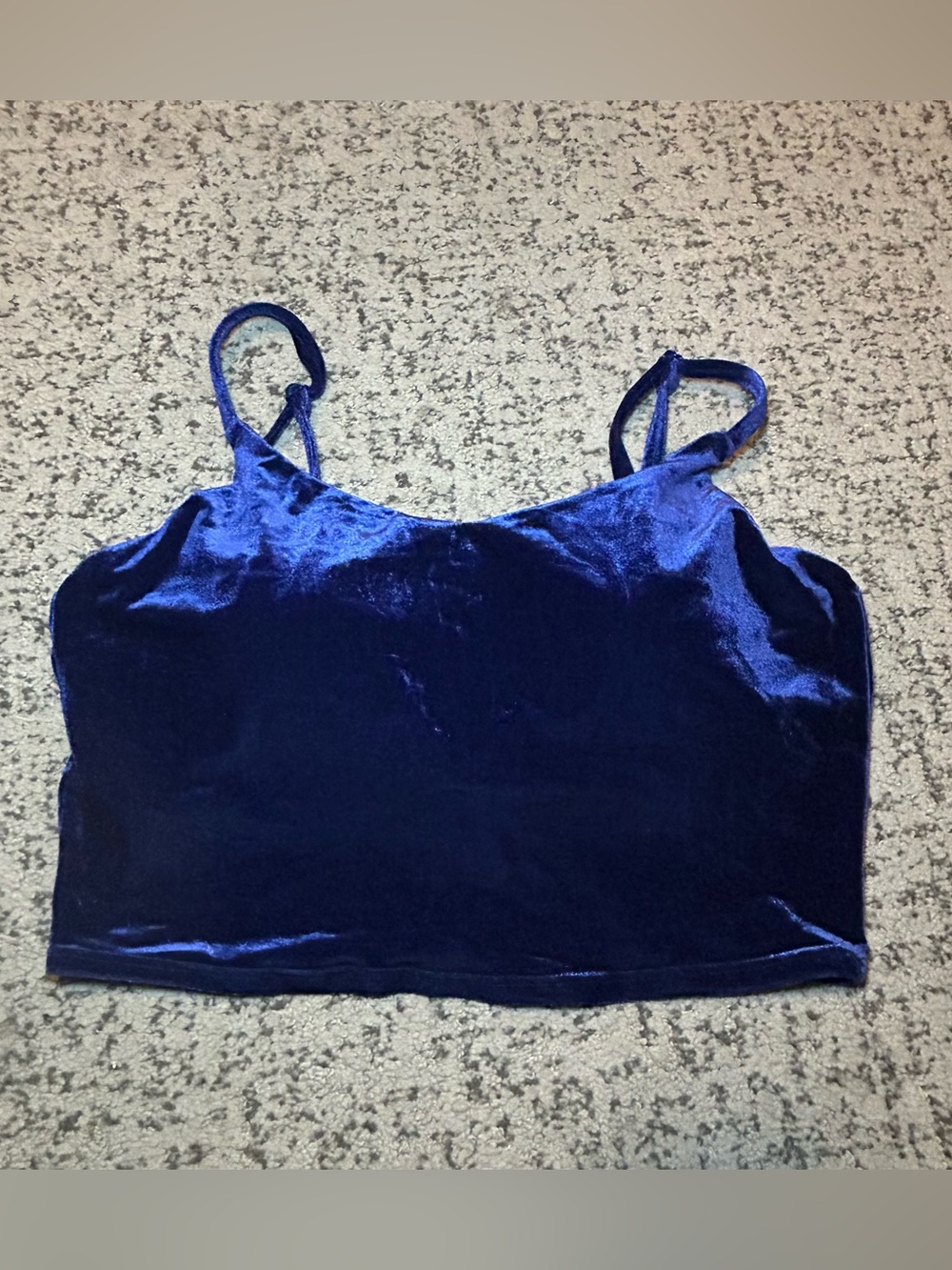 Athleta Blue Elation V-Neck Velvet Crop Padded Sports Bra Size Medium